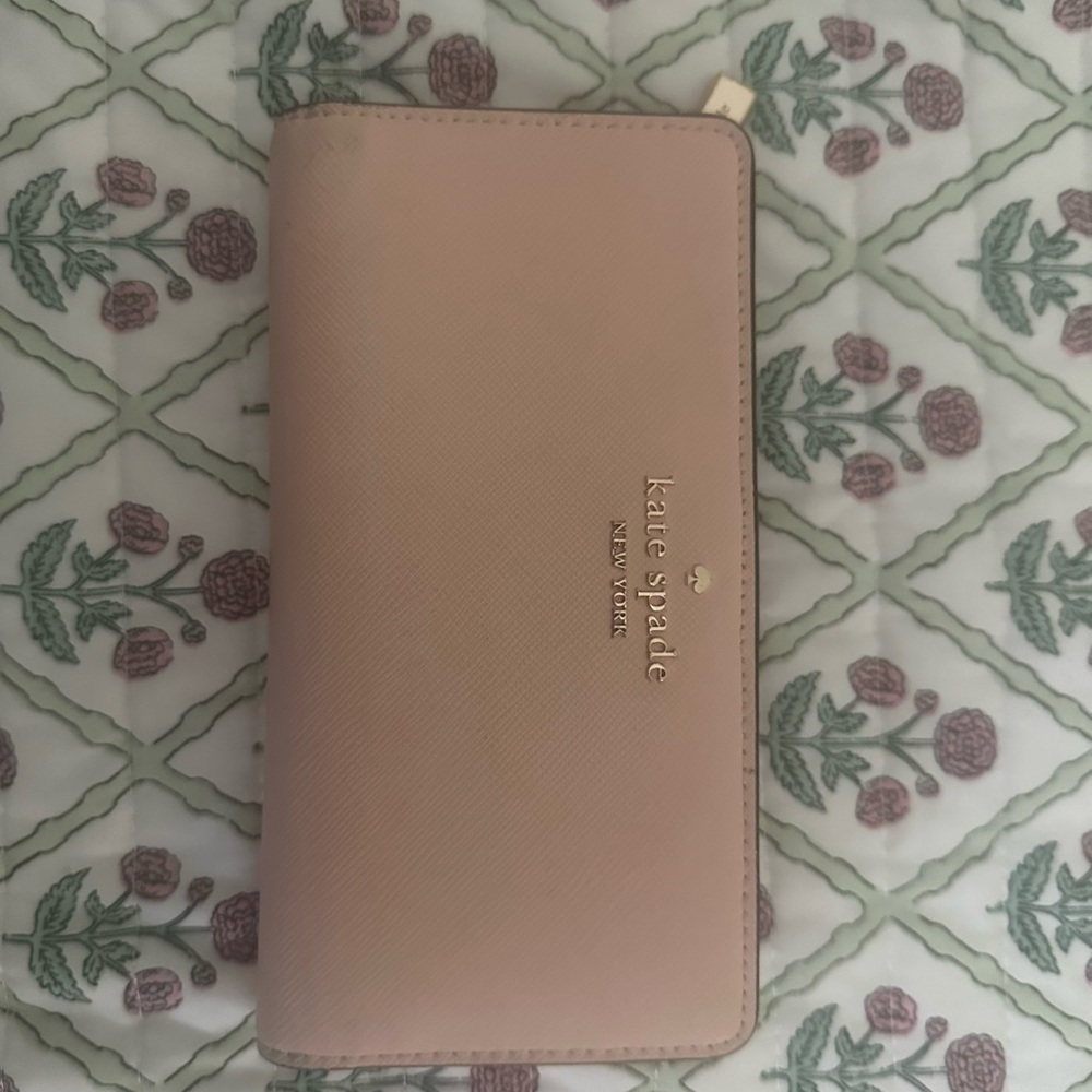 Kate Spade Blush Wallet with Gold Accents